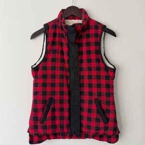 Cambridge Dry Goods Red Buffalo Check Vest – Sherpa Lined – Women’s Size Small